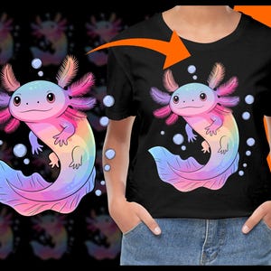 かわいい虹色のアホロートル PNG、かわいいアホロートルのイラスト、カラフルなアホロートルのクリップアート、水族館の装飾、水中生物アート