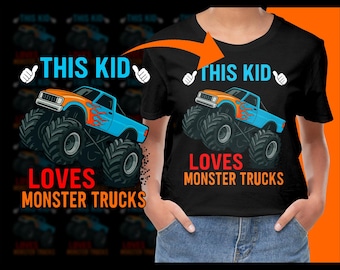 A este niño le encantan los Monster Trucks PNG, imágenes prediseñadas de Monster Truck, diseños de Monster Trucks, cumpleaños de niño, amante de los camiones, Monster Jam, diseños imprimibles