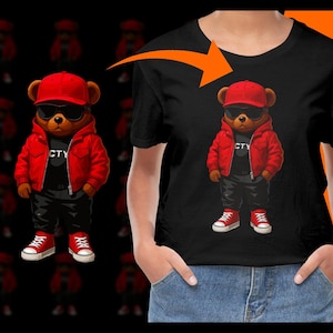Cool Teddy Bear PNG, Streetwear Clipart, Fashion Bear, Hip Hop Bear, Bear With Hat, Cute Bear, Graphic Design, Downloadable, Print Files