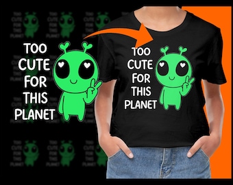 Green Alien Peace PNG, Digital Clipart, Cute Alien Image, Kawaii Alien, Cartoon Alien Art, Peace Sign, Alien Graphic, Heart Eyes Alien