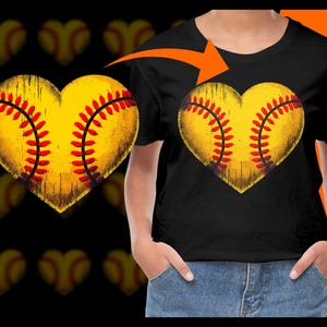 Heart Baseball Graphic PNG, Yellow Heart Shape with Red Stitching, Sports Themed Digital Download, Unique Baseball Lovers Art Print