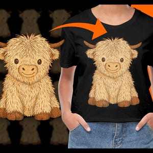 Cute Highland Cow Portrait PNG, Animal Illustration, Farm Animals Art, Nursery Decor, Digital Download, Clipart Graphics, Printable Art