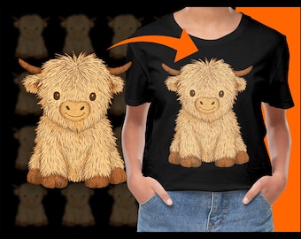 Cute Highland Cow Portrait PNG, Animal Illustration, Farm Animals Art, Nursery Decor, Digital Download, Clipart Graphics, Printable Art