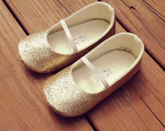 Toddler Girl Shoes Baby Girl Shoes Soft Soled Shoes Wedding Shoes Flower Girl Shoes Glitter Shoes Glitter Gold Shoes - Eloise