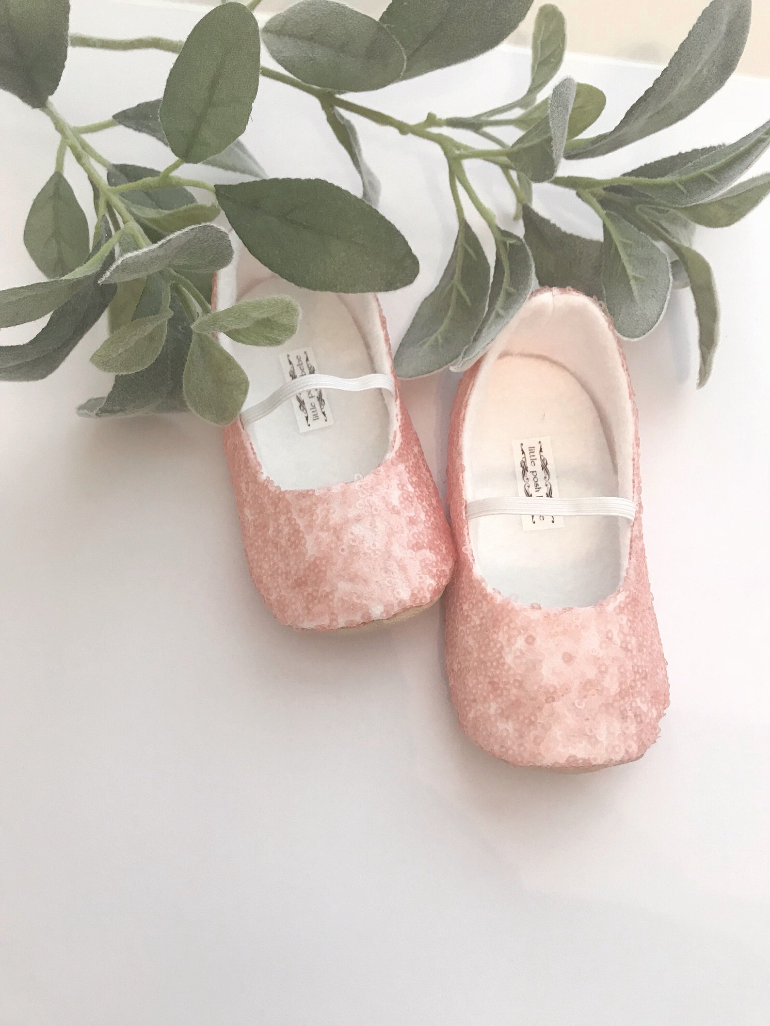 blush sequined ballet slippers - flower girl shoes - baby shoes - toddler girl shoes - christening - baptism- vintage chic - ara