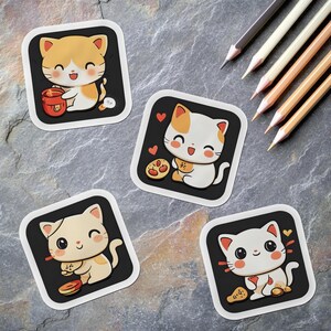 Cute Cat Sticker Pack, Kawaii Kitty Stickers, Funny Cartoon Cat Decals, Whimsical Cat Lover Gift, Cute Animal Stickers