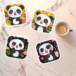 Pegatinas de panda adorables, paquete de pegatinas de panda tierno, calcomanías de oso kawaii, pegatinas de panda divertidas, pegatinas decorativas adhesivas