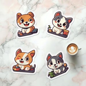 Cartoon hondenstickers, schattige puppy stickerpakket, kawaii hondenstickers, dierenstickers, schattige hondenkunst, cadeau voor dierenliefhebbers stickers