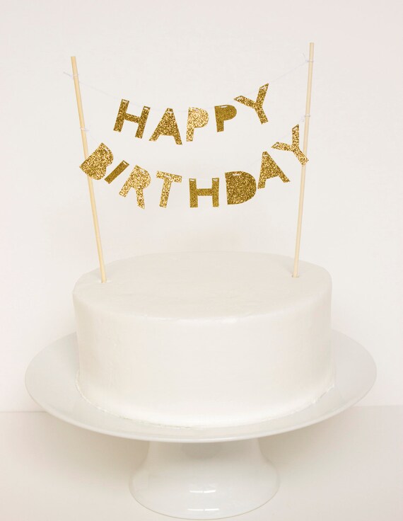 Items similar to Happy Birthday Cake Topper (Gold Glitter) on Etsy