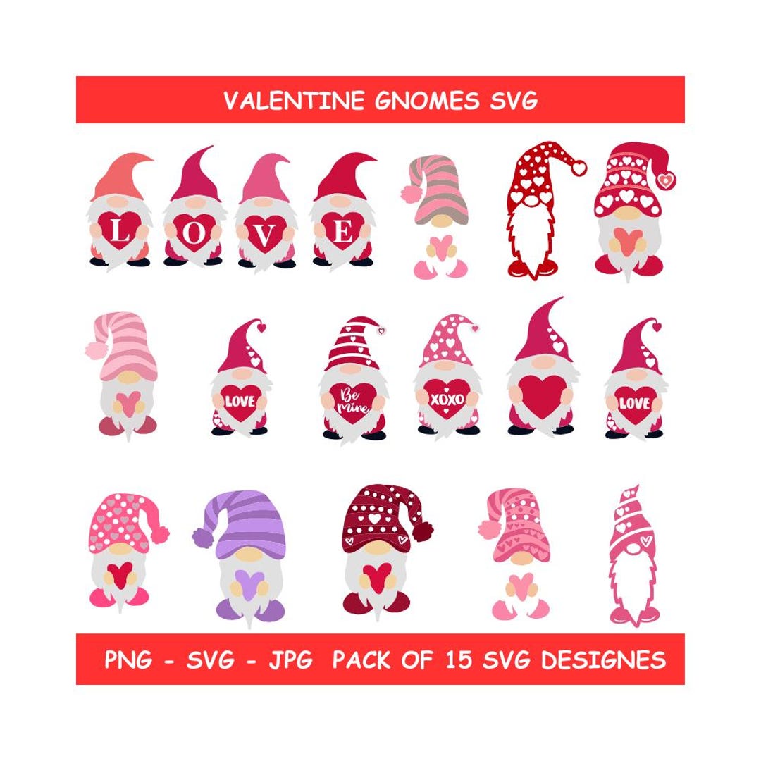 Valentine Gnomes Svg Bundle, Gnomes Svg Cut File - Etsy
