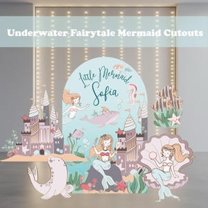 Mermaid Fairytale Cutout Set, Under the Sea Party, Birthday Decor, Seashells, Custom Backdrop, Baby Shower, Mermaid Tails, Centerpieces,Prop