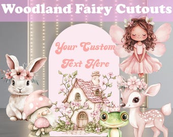 Fairy Garden Cutouts, Fairy First Birthday, Pink Birthday Decor, Backdrop, Whimsical Baby Shower, Yard Sign, Princess, Party Props,Baby Girl