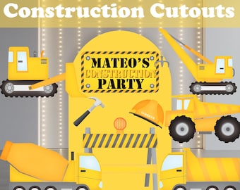 Construction Party Cutouts, Under Construction Theme Party, First Birthday, Truck Cutouts, Construction Vehicles, Construction Baby Shower