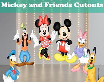 Klassieke Mickey Mouse en vrienden knipsels SET, Disney verjaardag, aquarel, decor babyshower, achtergrond, standee, decor feest, tafeldecoraties