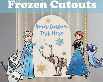 Set di sagome di Frozen, decorazioni per compleanni, accessori per feste della principessa Elsa, Anna e Olaf Bruni, fondali, decorazioni per baby shower, sagome a grandezza naturale, centrotavola