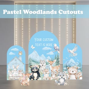 Pastel Woodland Cutouts Set, Watercolor Forest Animals, Party Props, Backdrop, Woodland Baby Shower, Birthday Decor, Centerpieces, DIY decor