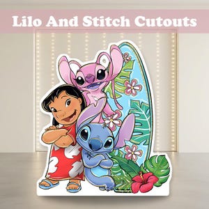 Lilo and Stitch Cutout Set, Party Decor, Birthday Party Props, Surf Backdrop, Baby Shower Decor, Life Size Cutout, Standee, Centerpieces image 1