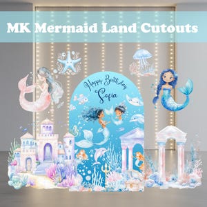 Mermaid Cutout Set, Under the Sea Party, Birthday Decor, Seashells, Ocean Backdrop, Baby Shower, Mermaid Tails Standee, Oneder the Sea Party