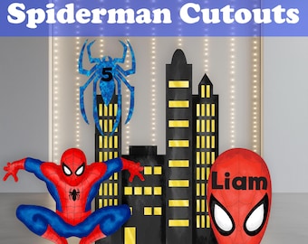 Spiderman Cutout Set, Party Decor, Boys Birthday Party Prop, Baby Shower Decor, Standee, Centerpieces, Spiderman Birthday Party, Superhero