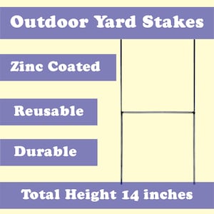 May include: Black metal outdoor yard stakes, zinc coated, reusable, and durable. The total height is 14 inches.