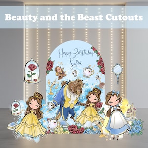 Beauty and the Beast Cutout Set, Belle, Princess Party, Birthday Decor, Backdrop, Baby Shower, Fairytale, Castel Centerpieces, Baby Girl