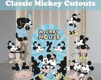 Klassische Micky Maus und Freunde Cutout Set, Minnie Maus, Vintage Micky Maus, Babyparty, Geburtstagsdeko, DIY Party, Disney-Themed Party