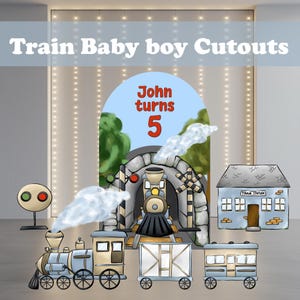 Train Birthday Party, Train Cutouts, Two Two Themed Decorations, Chuga Chu Chu, 2nd Birthday Boy, Custom Backdrop, Train Station, DIY Prop