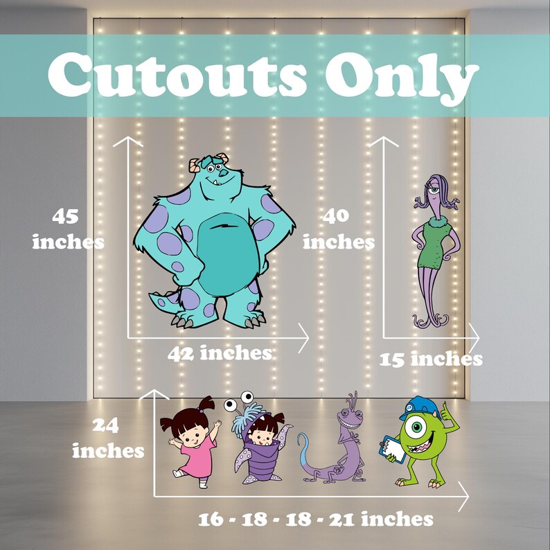 Monster Inc Cutout Set, Party Decor, Birthday Party Props, Boo, Sully ...