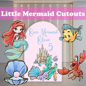 Zestaw wycinanek Little Mermaid, dekoracja imprezy Under the Sea, impreza Ariel Princess, rekwizyt na przyjęcie urodzinowe, dekoracja Baby Shower, podstawka, elementy centralne