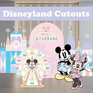 Disneyland Theme Cutout, Ferris Wheel, Mickey Mouse, Minnie Mouse, Disney Birthday, Party Stand Up Props, Baby Shower Backdrop, Castle Decor
