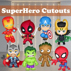 Superhero Props, Comic Party, Spiderman, Baby Shower Decor, Life Size Cutout, Backdrop, Boys Birthday Decor, Centerpieces, Character Cutouts