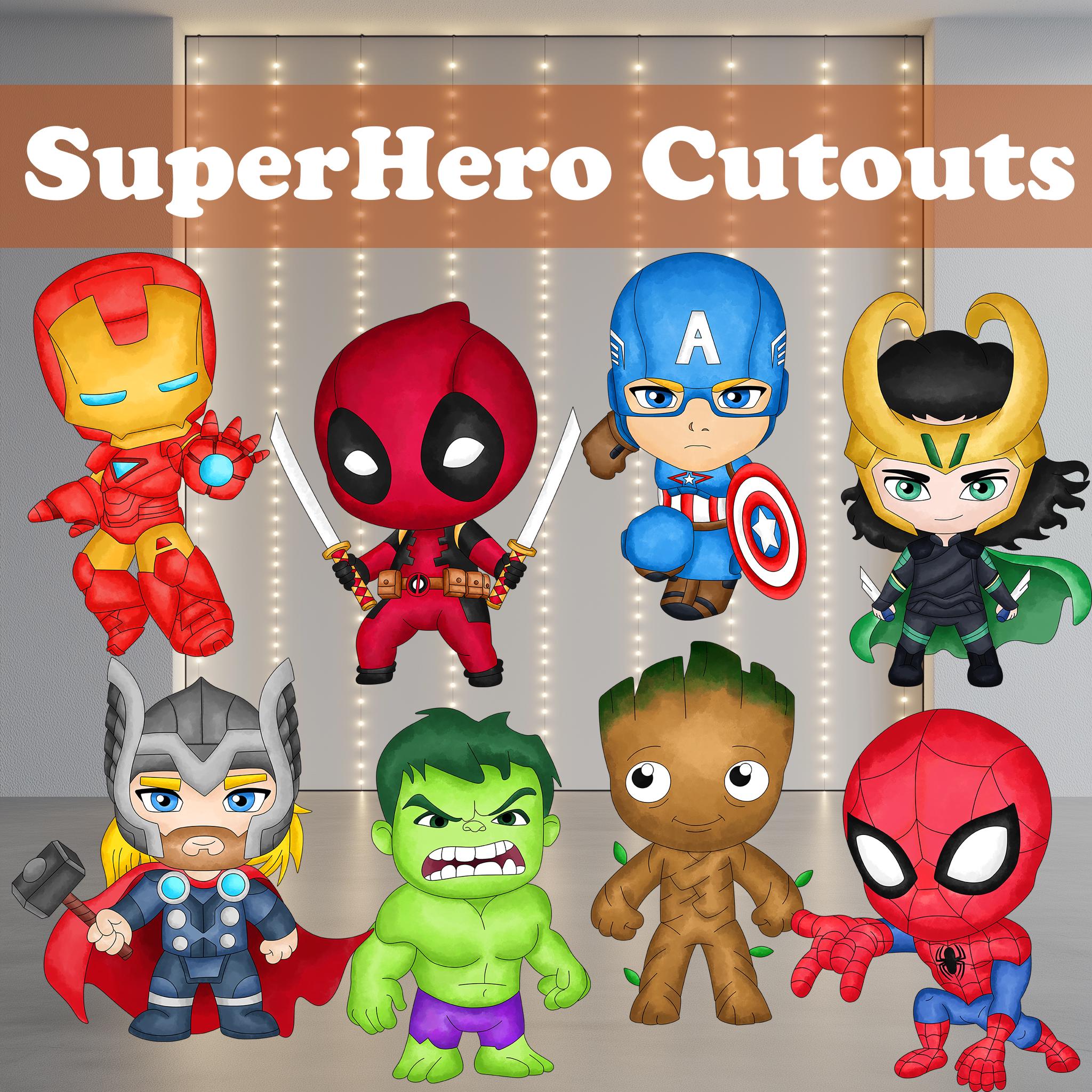 Superhero Props, Comic Party, Spiderman, Baby Shower Decor, Life Size Cutout, Backdrop, Boys Birthday Decor, Centerpieces, Character Cutouts