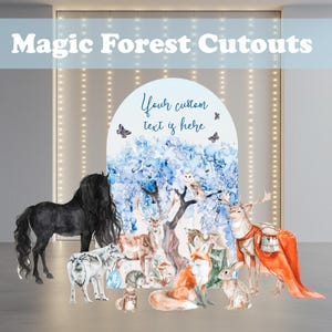 Magic Forest Cutouts Set, Watercolor Forest Animals, Birthday Props, Backdrop, Woodland Baby Shower, Birthday Decor, Centerpieces, DIY decor