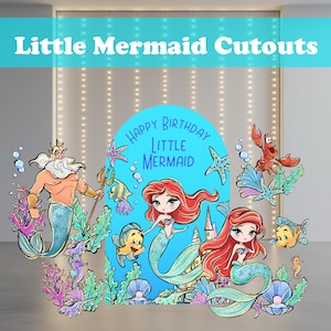Zestaw wycinanek Little Mermaid, dekoracja imprezy Under the Sea, impreza Ariel Princess, rekwizyt na przyjęcie urodzinowe, dekoracja Baby Shower, podstawka, elementy centralne