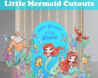 Little Mermaid Cutouts Set, Under the Sea Party Decor, Ariel Princess Party, Birthday Party Prop, Baby Shower Decor, Standee, Centerpieces