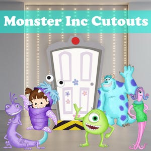 Monster Inc Watercolor Cutout Set, Party Decor, Birthday Party Prop, Boo, Sully, Baby Shower Decor, Life Size Cutout, Standee, Centerpieces