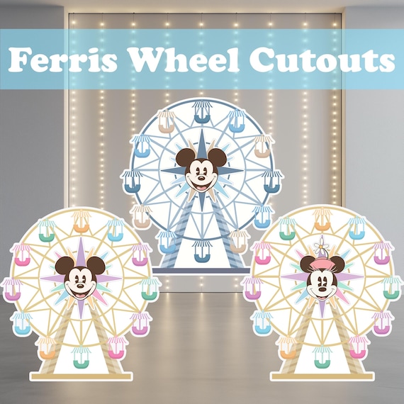 Ferris Wheel Cutout, Disney Birthday, Disneyland Birthday Party Stand Up Prop, Baby Shower Decor Backdrop, Party Decor, Minnie, Mickey Mouse