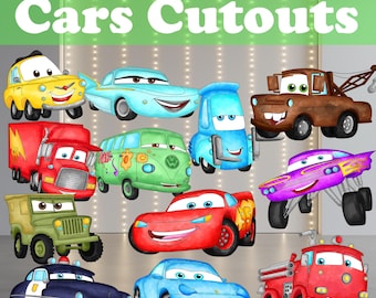 Cars Watercolor Cutout, Party Props, Life Size Cutout, Backdrop Decor, Standee, Boys Birthday Decor, Centerpieces, Lightning Mcqueen