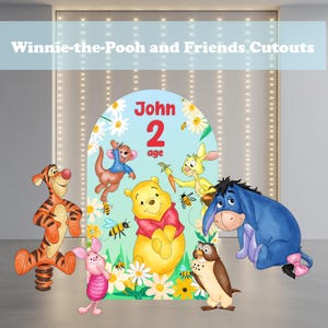 Watercolor Winnie the Pooh Cutouts Set, Classic Winnie and Friends, Baby Shower Decor, Backdrop, Storybook, First Birthday, Party Props