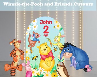 Watercolor Winnie the Pooh Cutouts Set, Classic Winnie and Friends, Baby Shower Decor, Backdrop, Storybook, First Birthday, Party Props