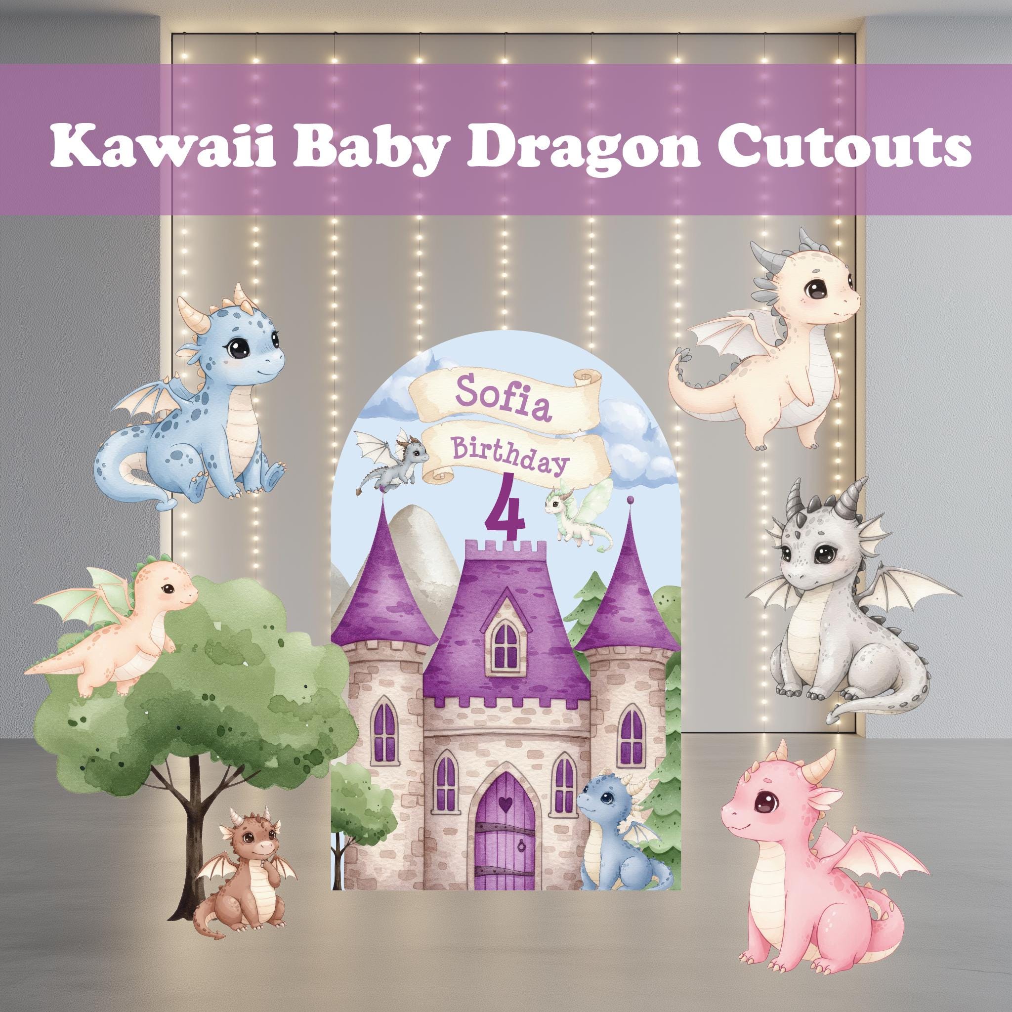 Pink Dragons Party Decorations Set For Baby Showers & Birthdays - Banner, Centerpieces, Cake Topper - View #10