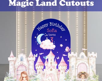 Magic Princess Cutouts, Fairy First Birthday, Birthday Decor, Whimsical Baby Shower, Yard Sign, Princess Party, Unicorn Props, Castle Cutout