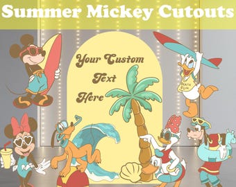 Klassieke Mickey Mouse and Friends-uitsparingen, Disney-verjaardag, aquarel, decor babyshower, decor decor, standee, feestdecor, tafeldecoraties