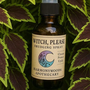 Witch, Please Smudging Spray • Crystal Infused Cleansing Spray • Herbal Energy Clearing Mist