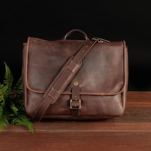 Personalized Leather Messenger Handmade Cow Leather Messenger Cross-Body Laptop Bag Office Handbag Vintage Messenger Bag for Men Women