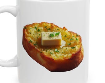 Garlic Bread Mug, Food Lover Coffee Cup, Funny Kitchen Gift, Garlic Bread Art, Foodie Tea Mug, Food Fun Gift, Foodie Birthday Present