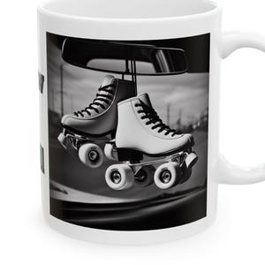Retro Roller-Skate Coffee Mug, How I Roll, Unique Gift, Coffee Cup, Tea Mug, Funny Mug, Retro Kitchen Decor, Gift for Skaters, Jamskating