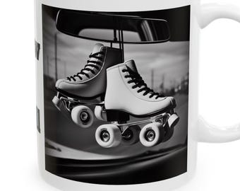 Retro Roller-Skate Coffee Mug, How I Roll, Unique Gift, Coffee Cup, Tea Mug, Funny Mug, Retro Kitchen Decor, Gift for Skaters, Jamskating