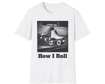 Retro Roller Skates Softstyle T-Shirt, Vintage Skating Tee, 70s Skater Shirt, How I Roll Gift, Gifts for Roller Skating Lovers, Roller Derby