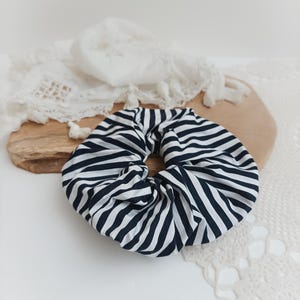 Cotton scrunchie with sailor stripes, hair accessory made in France, gift for her